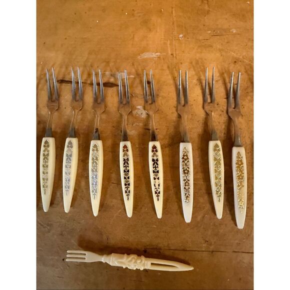 Vintage Mid Century Appetizer Fork Seafood Cheese Tray Lot Of 15 (6253) - Picture 3 of 9